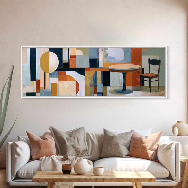 Lonely Caf Table Canvas Print, Expressionist Art, Blue Wall Art, Living Room Decor, Fine Art, Expression, Luxury Decor, EXP-3x1-45