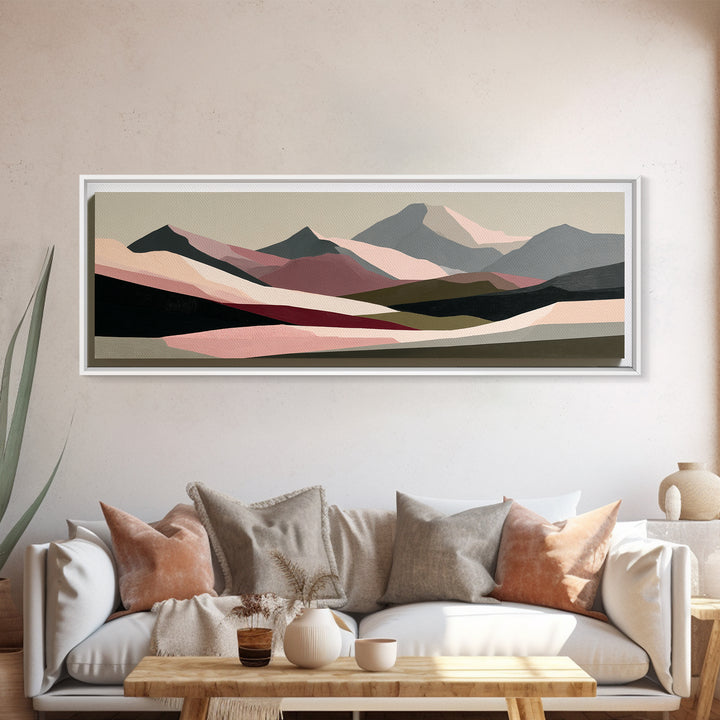 Mountain Landscape in Vibrating Color Bands Canvas Print, Expressionist Art, Gallery Wall Art, Living Room Decor, Expression, EXP-3x1-61
