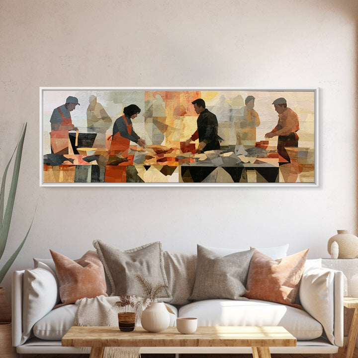 Fish Market Scene Canvas Print, Expressionist Art, Boho Decor, Living Room Decor, Fine Art, Expression, Digital Prints, EXP-3x1-62