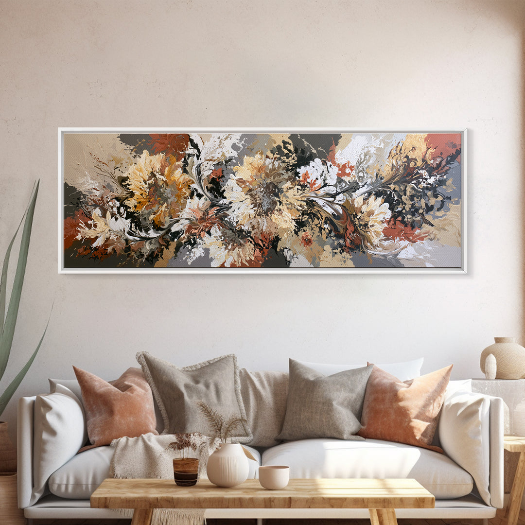 Sunflowers Twisting in Intense Painted Energy Framed Canvas Print, Expressionist Art, Art, Living Room Decor, Expression, EXP-3x1-72