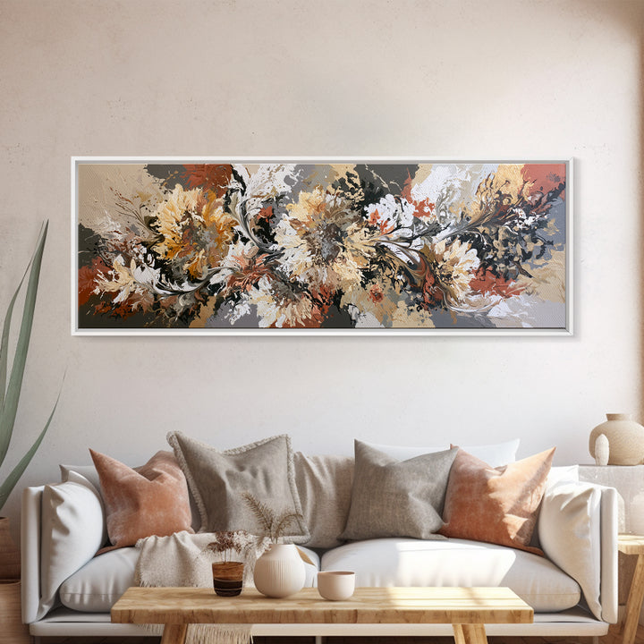 Sunflowers Twisting in Intense Painted Energy Framed Canvas Print, Expressionist Art, Art, Living Room Decor, Expression, EXP-3x1-72