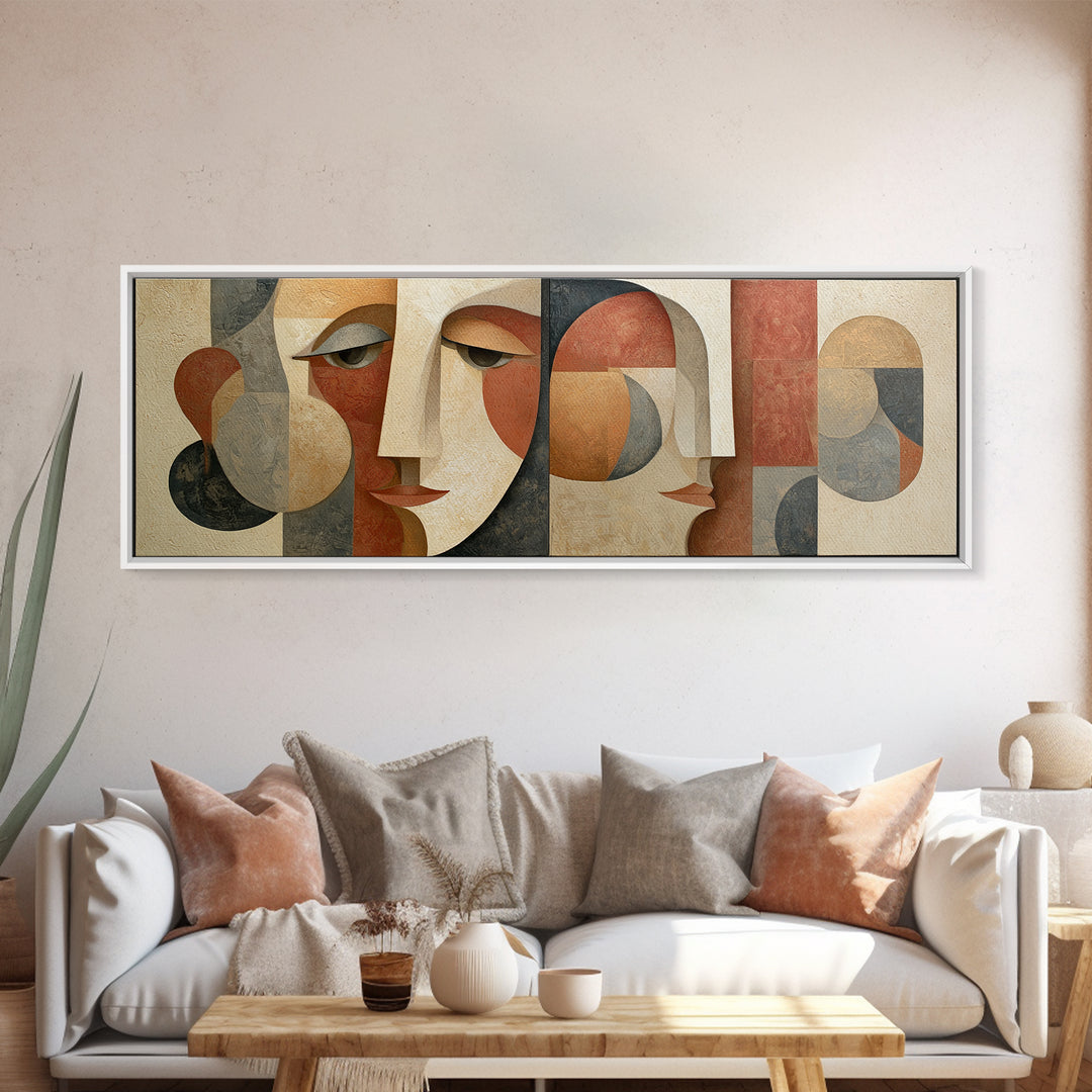Abstract Face Split by Contrasting Emotions Canvas Print, Expressionist Art, Canvas Art, Living Room Decor, Expression, EXP-3x1-75
