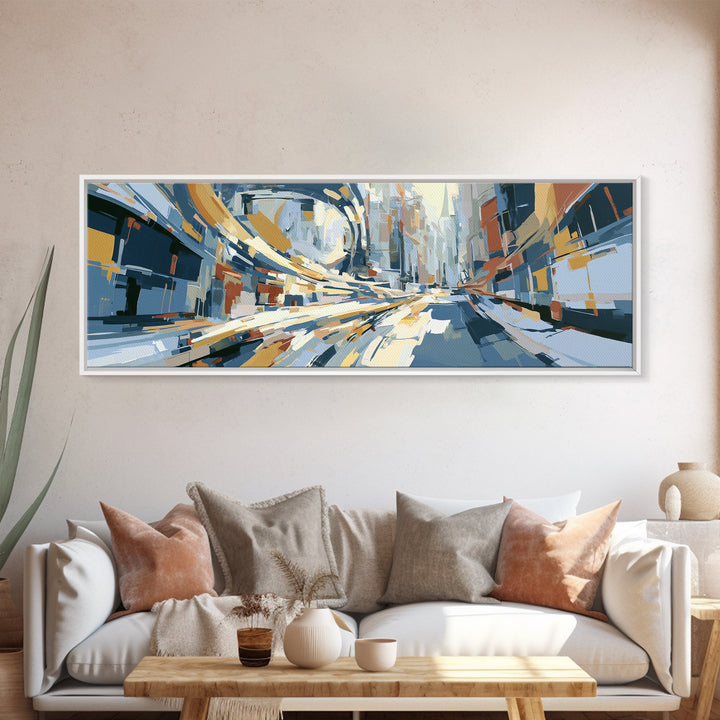 Distorted City Street Framed Canvas Print, Expressionist Art, Boho Decor, Living Room Decor, Oil Painting, Expression, EXP-3x1-89