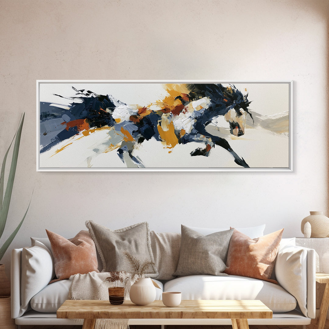 Expressionist Horse in Motion with Wild Mane Canvas Print, Expressionist Art, Minimalist Wall Art, Living Room Decor, EXP-3x1-98