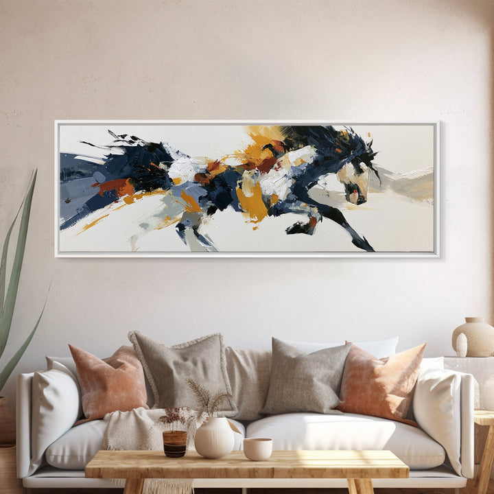 Expressionist Horse in Motion with Wild Mane Canvas Print, Expressionist Art, Minimalist Wall Art, Living Room Decor, EXP-3x1-98