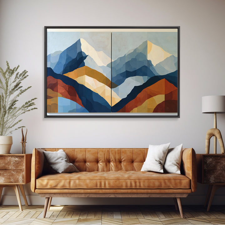 Mountain Landscape in Vibrating Color Bands Canvas Print, Expressionist Art, Unique Wall Art, Living Room Decor, Expression, EXP-3x2-1