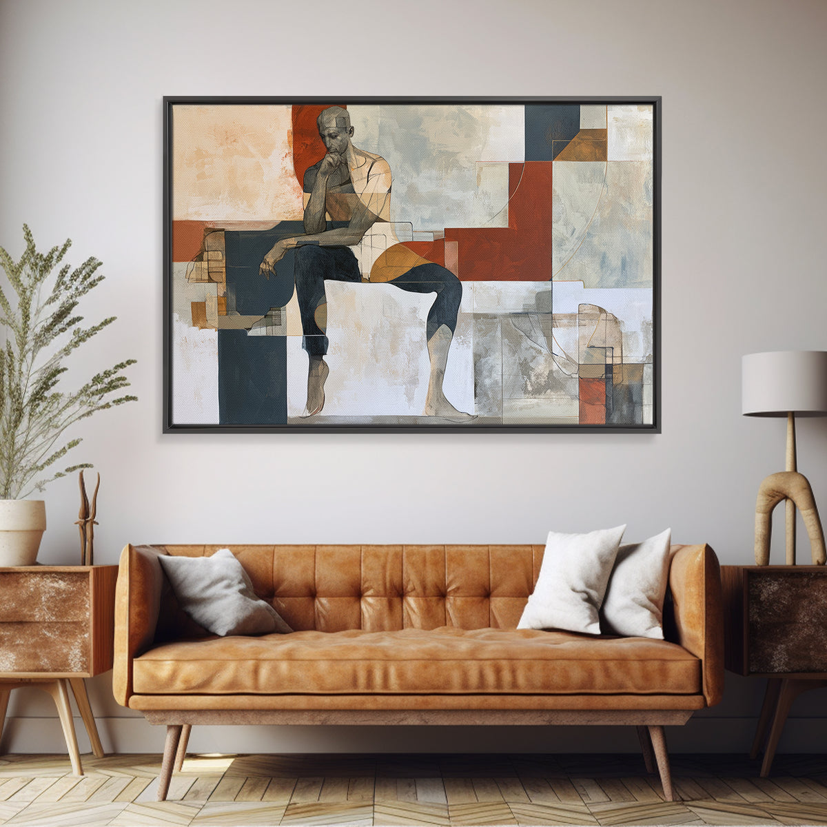 Seated Figure with Raw Gestural Outlines Canvas Print, Expressionist Art, Modern Decor, Living Room Decor, Fine Art, Expression, EXP-3x2-11