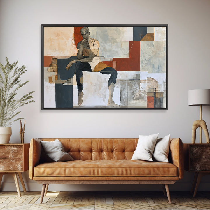 Seated Figure with Raw Gestural Outlines Canvas Print, Expressionist Art, Modern Decor, Living Room Decor, Fine Art, Expression, EXP-3x2-11