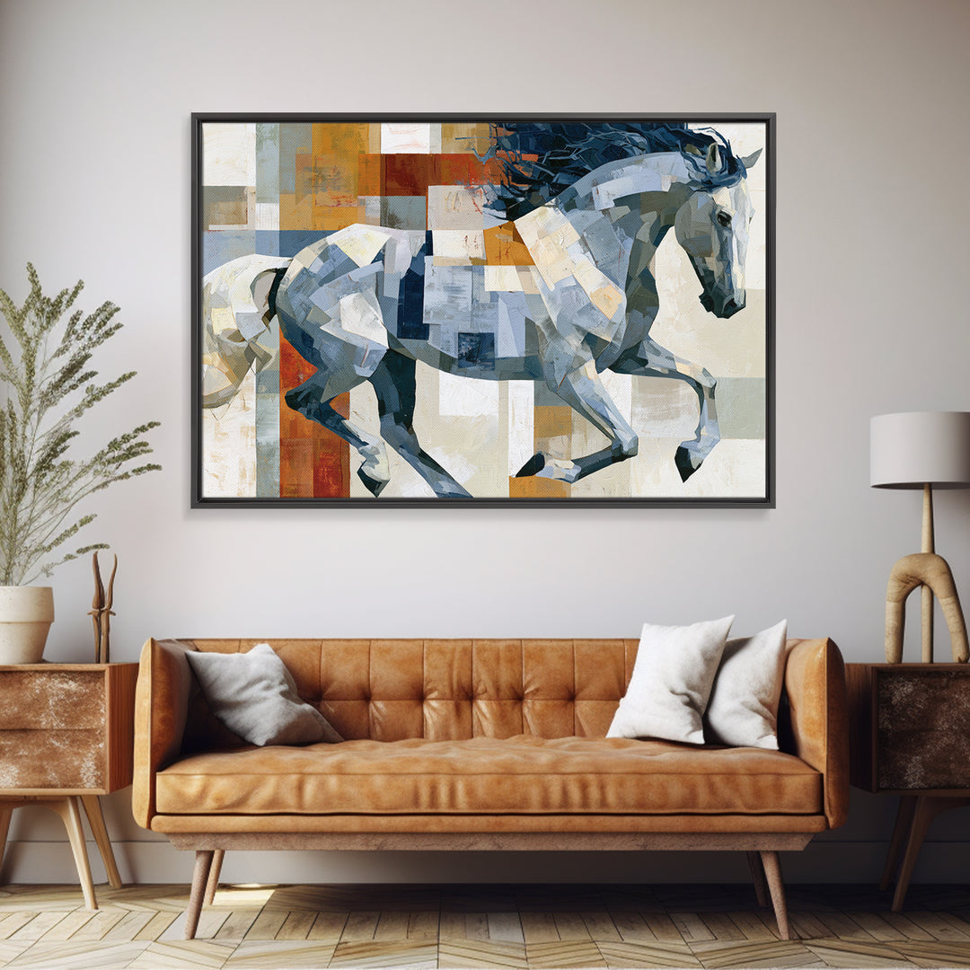 Expressionist Horse in Motion with Wild Mane Canvas Print, Expressionist Art, Abstract Art, Living Room Decor, Expression, EXP-3x2-14
