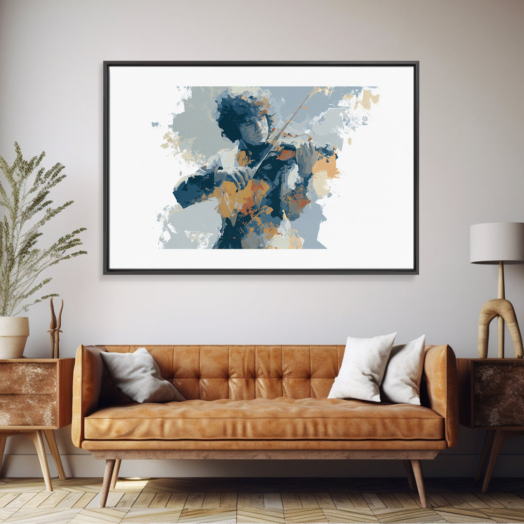 Violinist Painted in Electric Brush Marks Canvas Print, Expressionist Art, Modern Art, Living Room Decor, Fine Art, Expression, EXP-3x2-17