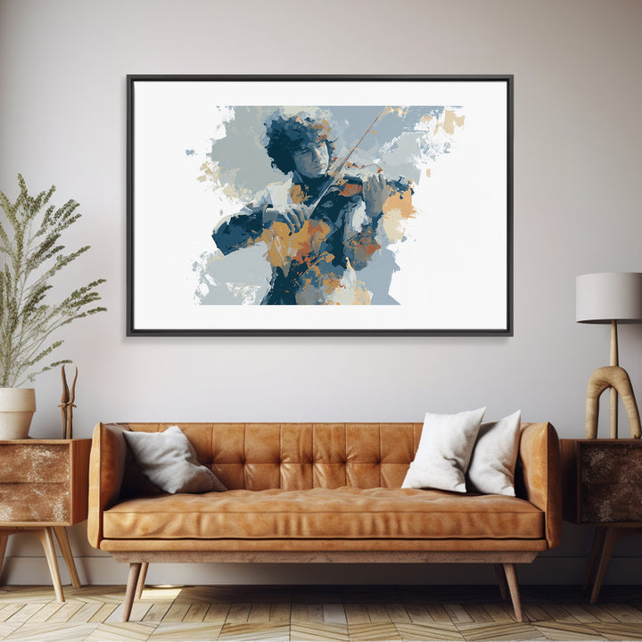 Violinist Painted in Electric Brush Marks Canvas Print, Expressionist Art, Modern Art, Living Room Decor, Fine Art, Expression, EXP-3x2-17