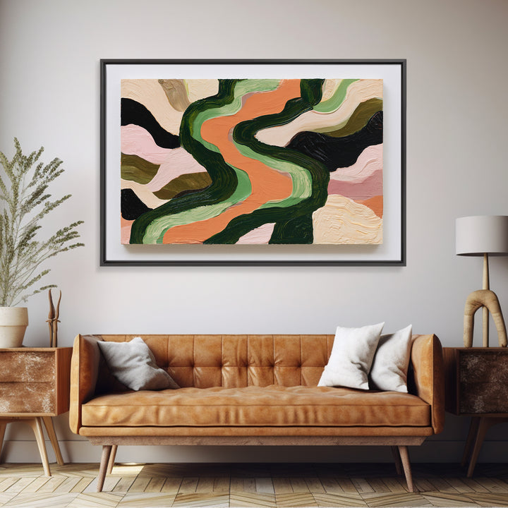 Garden Path with Thick Green and Orange Canvas Print, Expressionist Art, Canvas Art, Living Room Decor, Expression, EXP-3x2-18