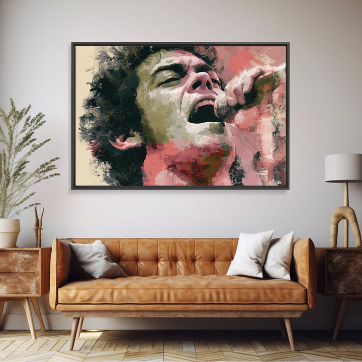 Portrait of a Singer Framed Canvas Print, Expressionist Art, Blue Wall Art, Living Room Decor, Expression, Luxury Decor, EXP-3x2-24
