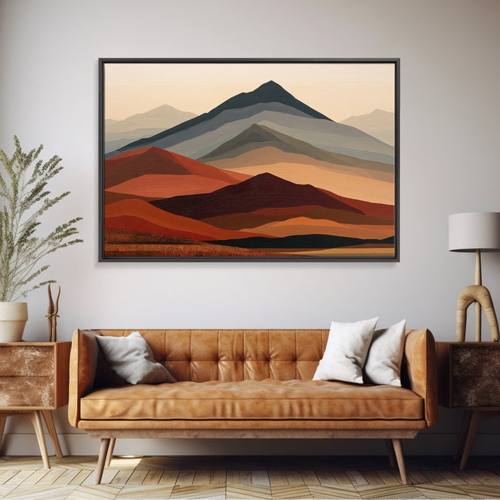 Mountain Landscape in Vibrating Color Bands Canvas Print, Expressionist Art, Moody Wall Art, Living Room Decor, Expression, EXP-3x2-25