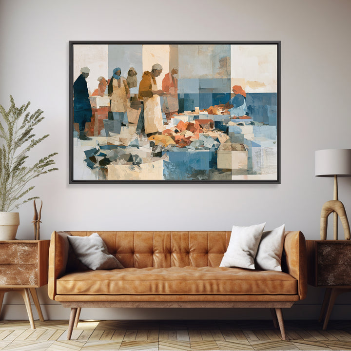 Fish Market Scene Canvas Print, Expressionist Art, Living Room Decor, Abstract Art, Expression, Downloadable Prints, EXP-3x2-26