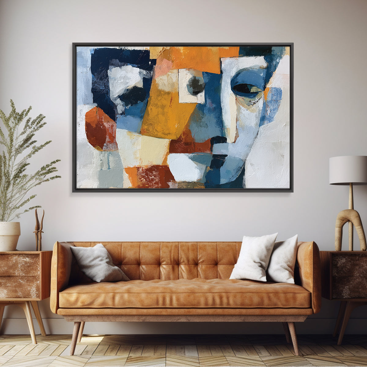 Abstract Face Split by Contrasting Emotions Canvas Print, Expressionist Art, Contemporary Art, Living Room Decor, Expression, EXP-3x2-39