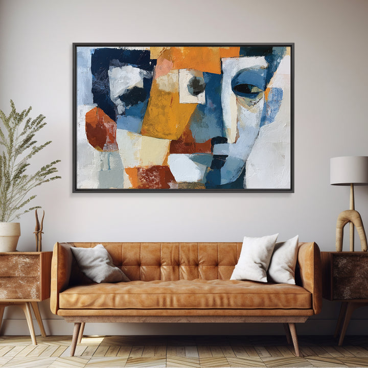Abstract Face Split by Contrasting Emotions Canvas Print, Expressionist Art, Contemporary Art, Living Room Decor, Expression, EXP-3x2-39