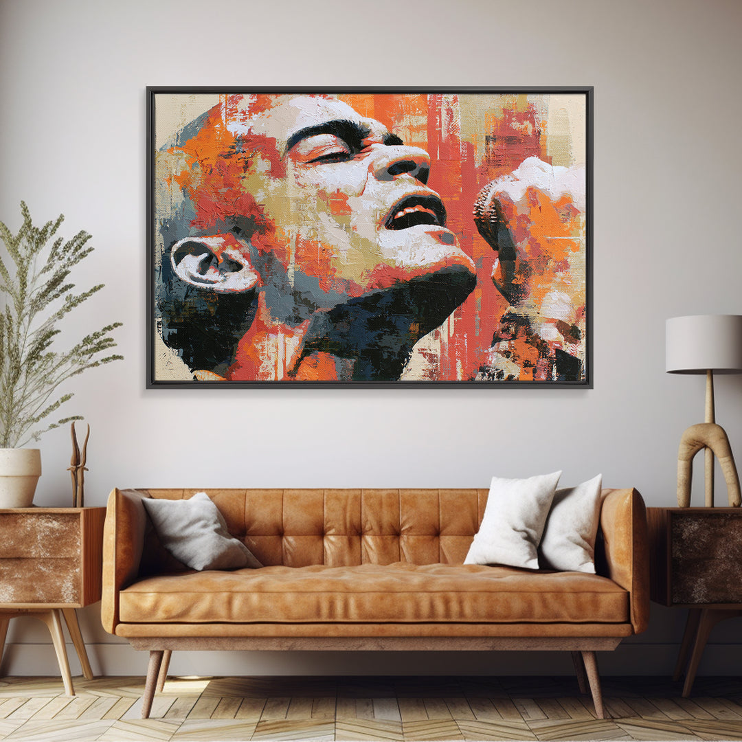 Portrait of a Singer Canvas Print, Expressionist Art, Contemporary Art, Living Room Decor, Fine Art, Expression, Original Art, EXP-3x2-72
