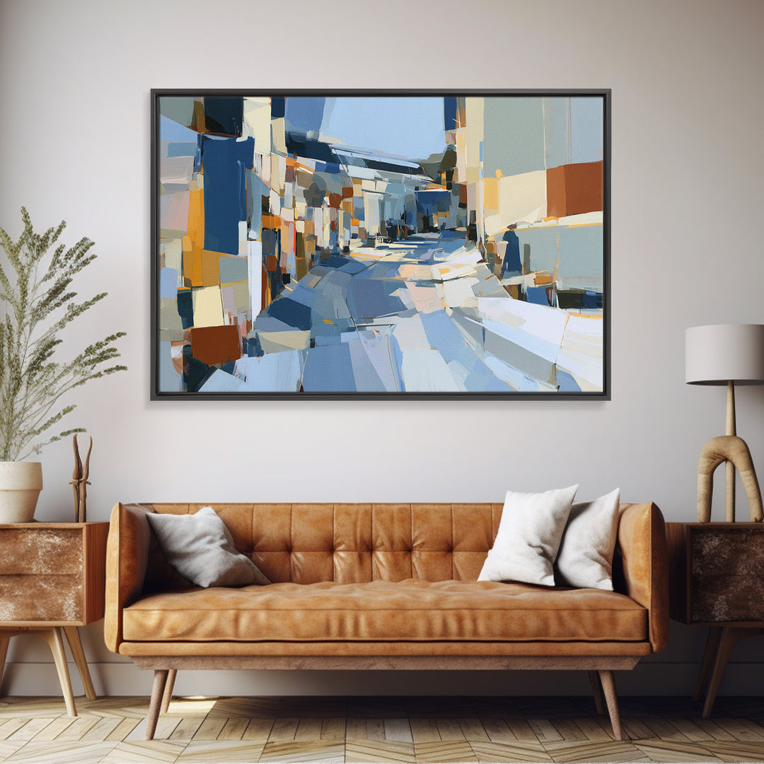 Distorted City Street Framed Canvas Print, Expressionist Art, Room Decor, Living Room Decor, Fine Art, Expression, EXP-3x2-77