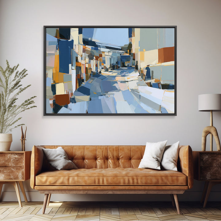 Distorted City Street Framed Canvas Print, Expressionist Art, Room Decor, Living Room Decor, Fine Art, Expression, EXP-3x2-77