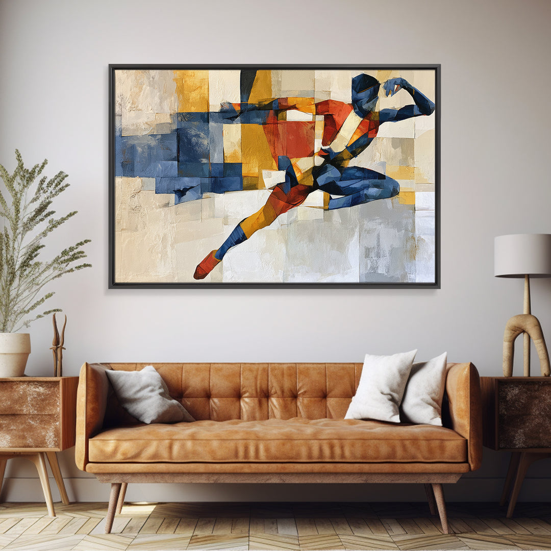 Dancer Figure Fractured into Vibrant Movement Canvas Print, Expressionist Art, Home Decor, Living Room Decor, Expression, EXP-3x2-80