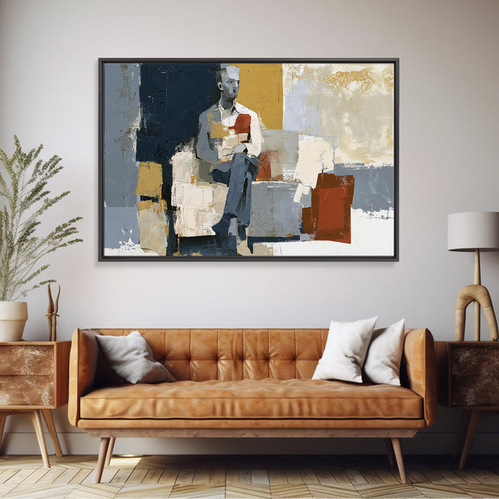 Seated Figure with Raw Gestural Outlines Canvas Print, Expressionist Art, Abstract Art, Living Room Decor, Fine Art, Expression, EXP-3x2-83