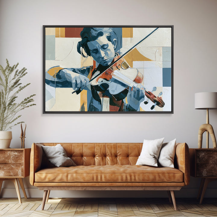 Violinist Painted in Electric Brush Marks Canvas Print, Expressionist Art, Boho Decor, Living Room Decor, Oil Painting, EXP-3x2-89