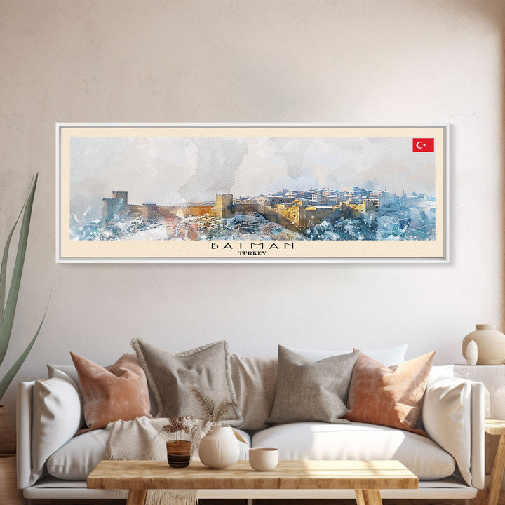 Batman TurkeyPanoramic Travel Poster, Framed Canvas Print or Metal Wall Art, Travel Art, Home Decor, Panoramic Painting, Midcentury Art