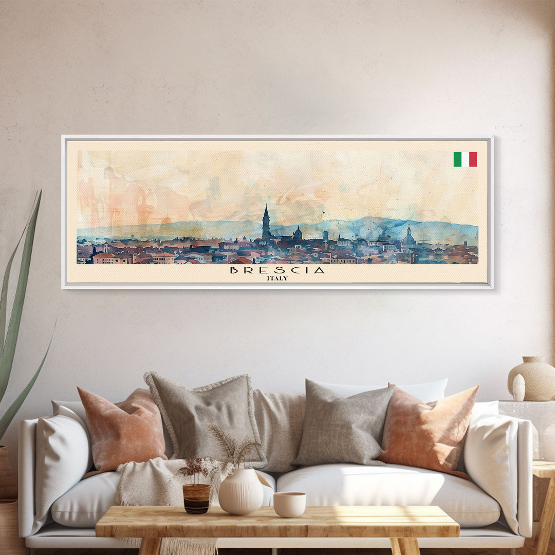 Brescia Italy Travel Print Wall Art, Panoramic City Art, Travel Art, Wall Decor, Vacation Gift, Framed Canvas Print Or Metal Art