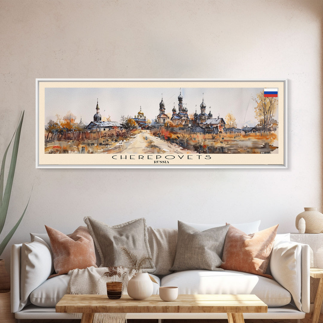 Cherepovets Russia Travel Print Wall Art, Panoramic City Art, Travel Art, Wall Decor, Vacation Gift, Framed Canvas Print Or Metal Art