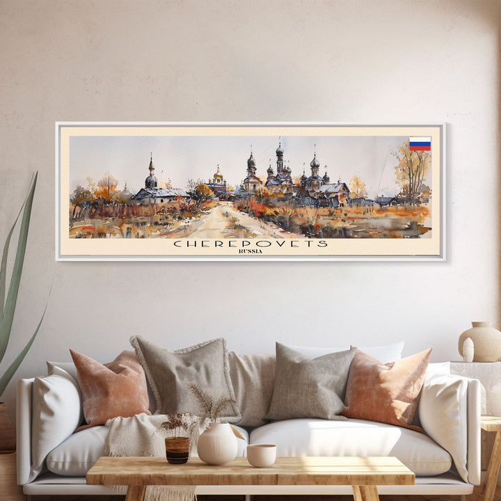 Cherepovets Russia Travel Print Wall Art, Panoramic City Art, Travel Art, Wall Decor, Vacation Gift, Framed Canvas Print Or Metal Art