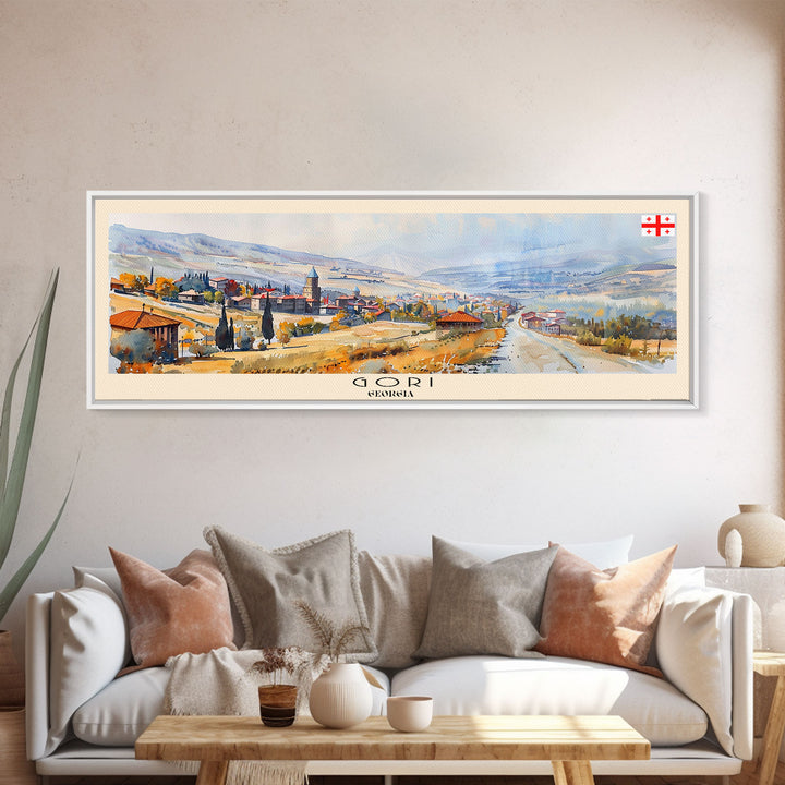 Gori Georgia Travel Print Wall Art, Panoramic City Art, Travel Art, Wall Decor, Vacation Gift, Framed Canvas Print Or Metal Art