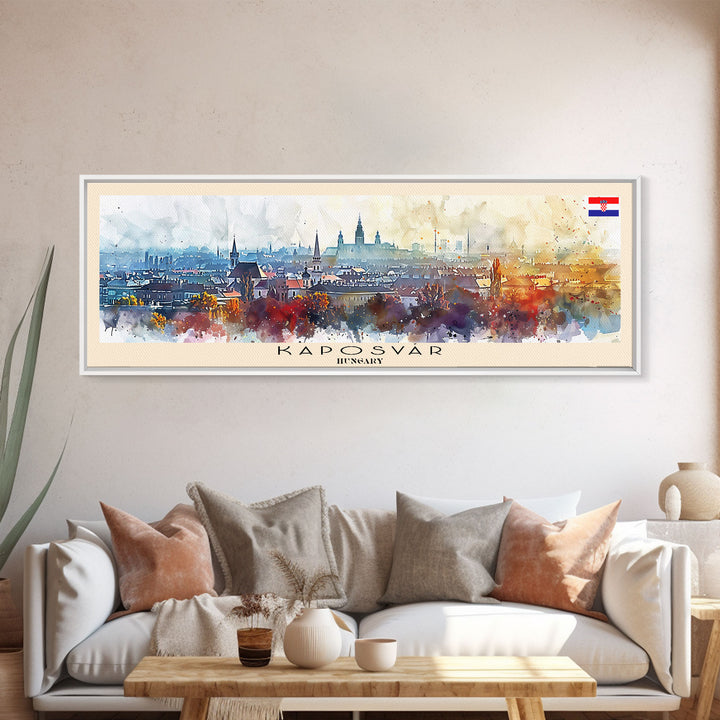 Kaposvar Hungary Travel Print Wall Art, Panoramic City Art, Travel Art, Wall Decor, Vacation Gift, Framed Canvas Print Or Metal Art