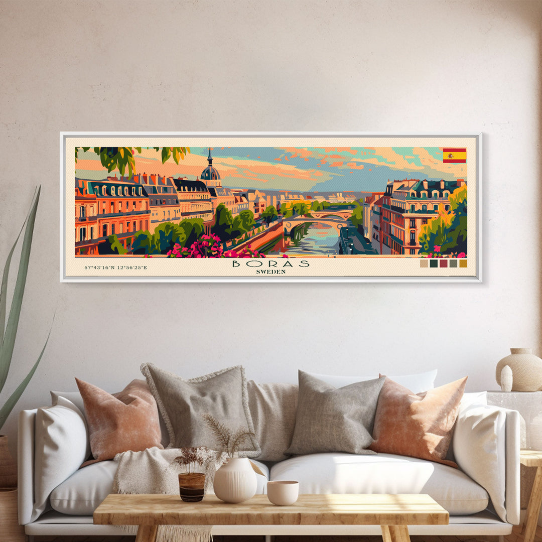 Borås Sweden Travel Art, City Art, Framed Canvas Print or Metal Wall Art, Europe Travel Poster, Panoramic Wall Art, Extra Wide Wall Art