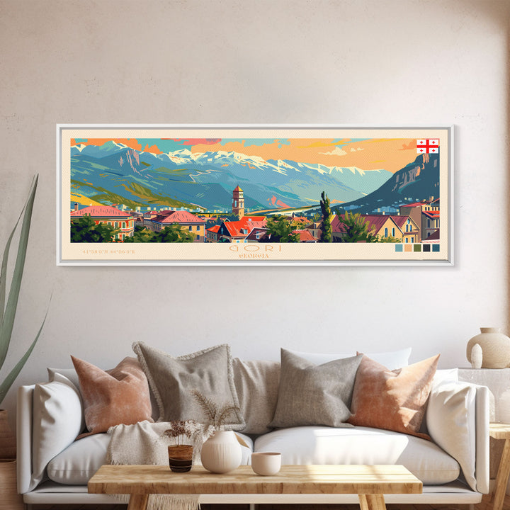 Gori Georgia Travel Print Wall Art, Panoramic City Art, Travel Art, Wall Decor, Vacation Gift, Framed Canvas Print Or Metal Art