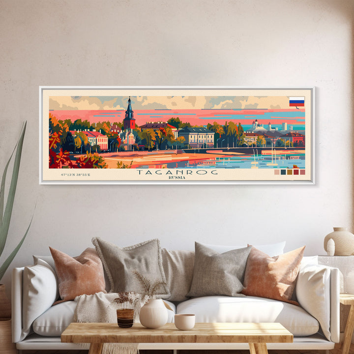 Taganrog Russia Travel Art, City Art, Framed Canvas Print or Metal Wall Art, Europe Travel Poster, Panoramic Wall Art, Extra Wide Wall Art