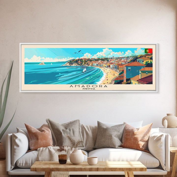 Amadora Portugal Travel Print Wall Art, Panoramic City Art, Travel Art, Wall Decor, Vacation Gift, Framed Canvas Print Or Metal Art