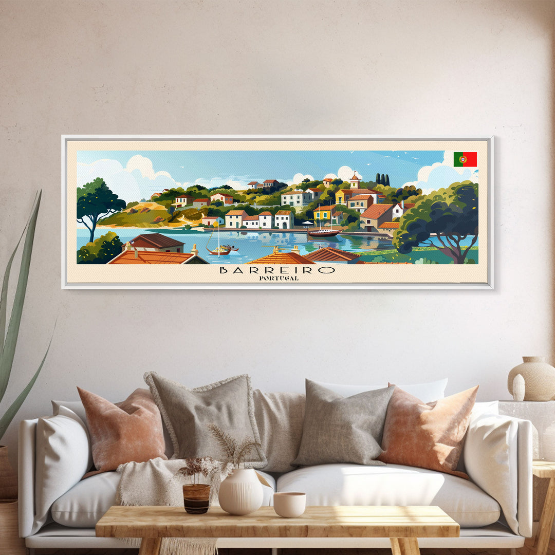 Barreiro Portugal Travel Print Wall Art, Panoramic City Art, Travel Art, Wall Decor, Vacation Gift, Framed Canvas Print Or Metal Art