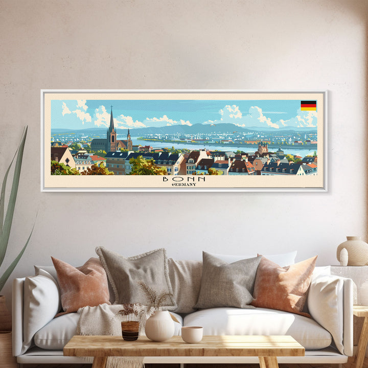 Bonn Germany Travel Print Wall Art, Panoramic City Art, Travel Art, Wall Decor, Vacation Gift, Framed Canvas Print Or Metal Art
