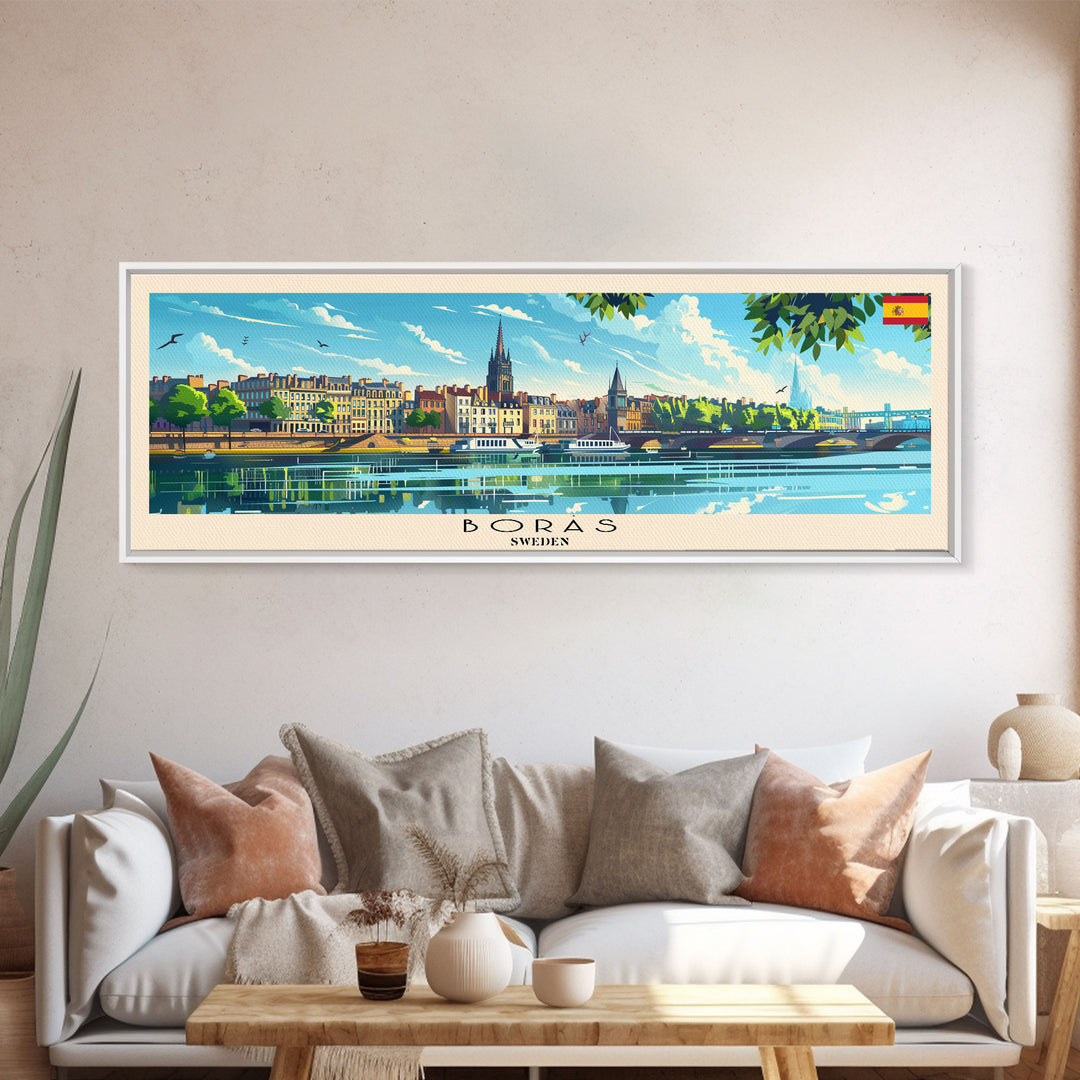 Borås Sweden Travel Art, City Art, Framed Canvas Print or Metal Wall Art, Europe Travel Poster, Panoramic Wall Art, Extra Wide Wall Art