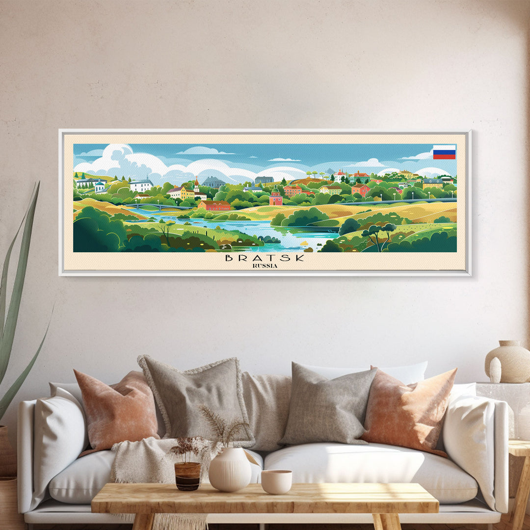 Bratsk Russia Travel Print Wall Art, Panoramic City Art, Travel Art, Wall Decor, Vacation Gift, Framed Canvas Print Or Metal Art