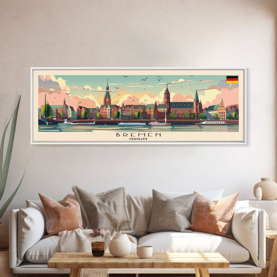 Brescia Italy Travel Print Wall Art, Panoramic City Art, Travel Art, Wall Decor, Vacation Gift, Framed Canvas Print Or Metal Art