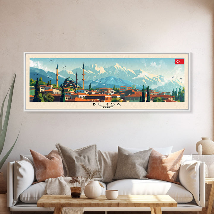 Bursa Turkey Travel Print Wall Art, Panoramic City Art, Travel Art, Wall Decor, Vacation Gift, Framed Canvas Print Or Metal Art