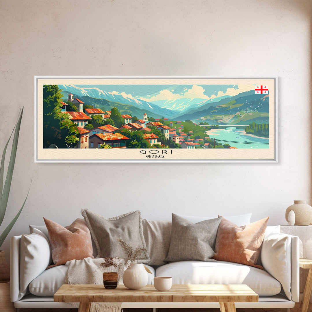 Gori Georgia Travel Print Wall Art, Panoramic City Art, Travel Art, Wall Decor, Vacation Gift, Framed Canvas Print Or Metal Art