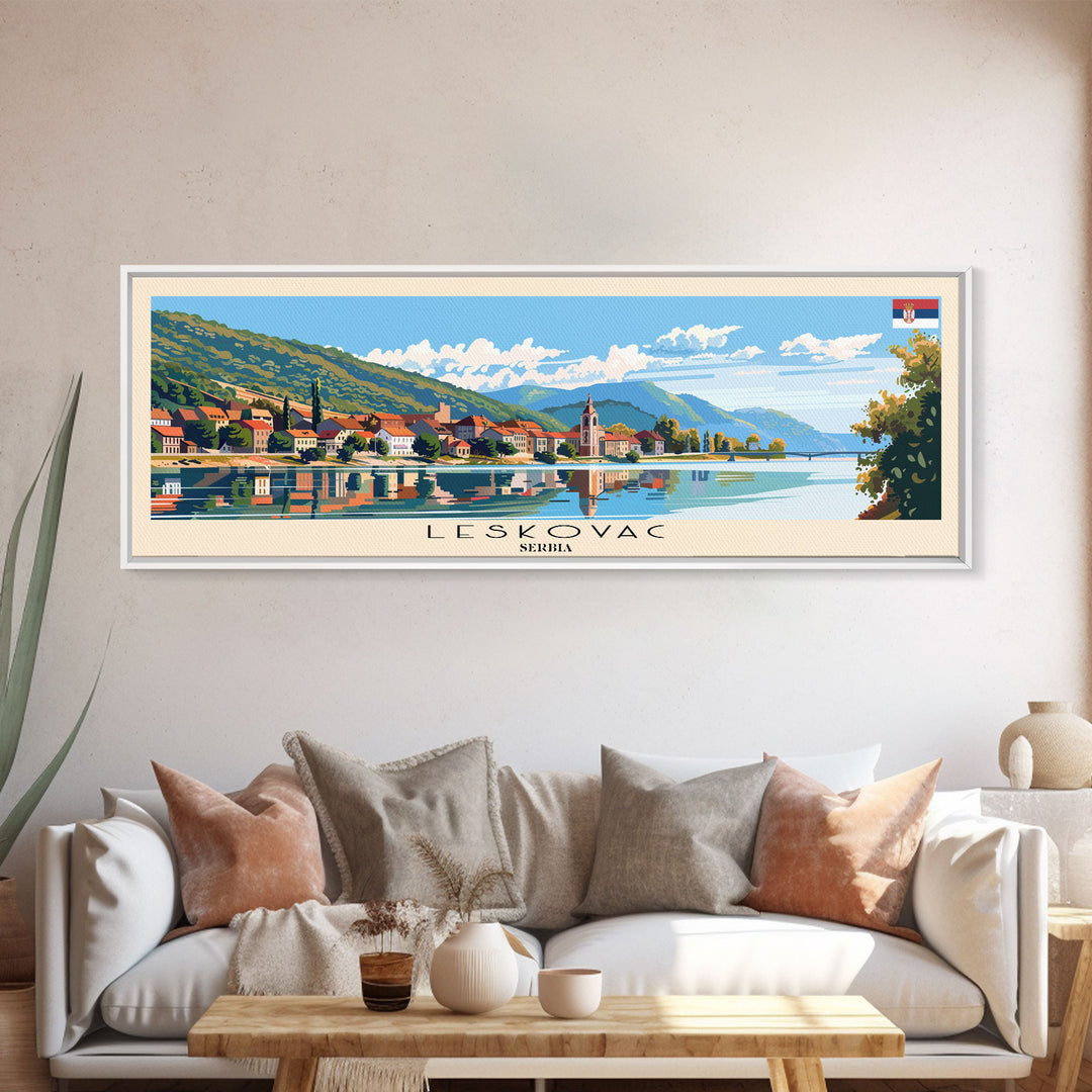 Leskovac Serbia Wall Art, Panoramic Travel Poster, Panoramic Framed Canvas Print, City Wall Art, Wall Hanging Home Decor, Travel Art
