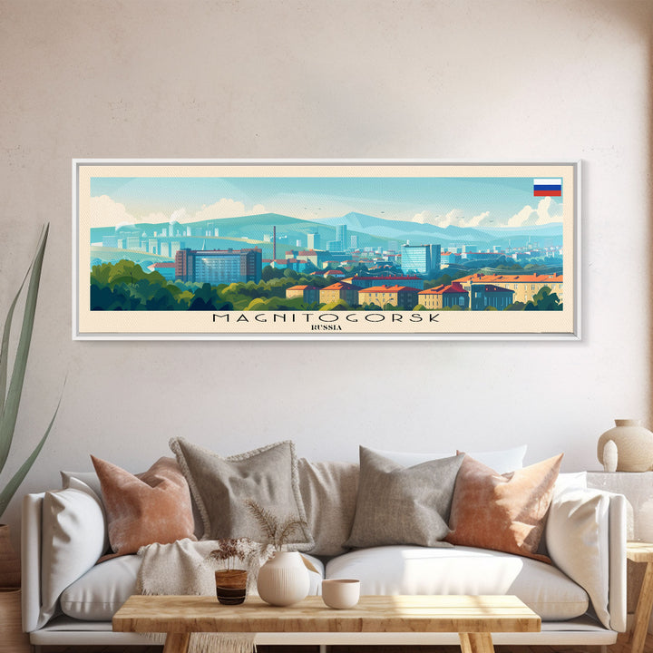 Magnitogorsk Russia Travel Print Wall Art, Panoramic City Art, Travel Art, Wall Decor, Vacation Gift, Framed Canvas Print Or Metal Art