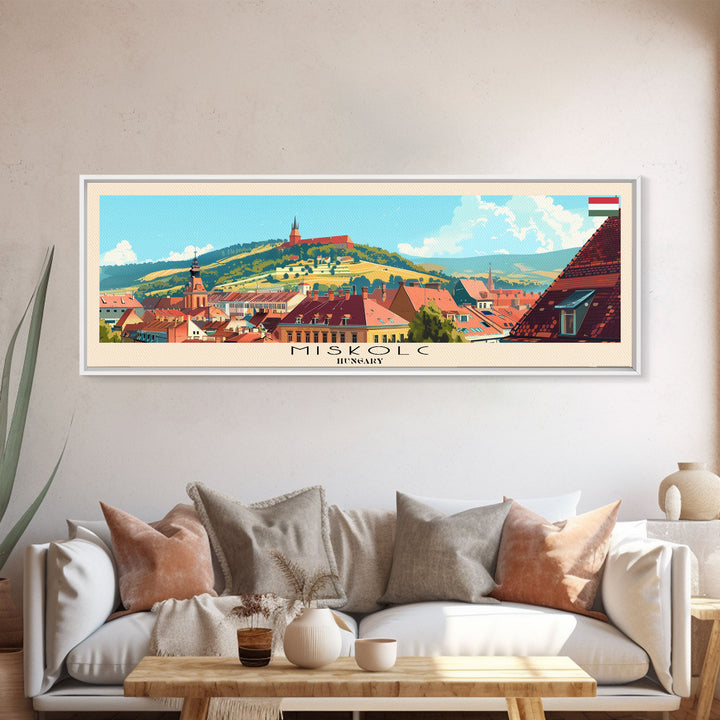 Miskolc Hungary Wall Art, Panoramic Travel Poster, Panoramic Framed Canvas Print, City Wall Art, Wall Hanging Home Decor, Travel Art
