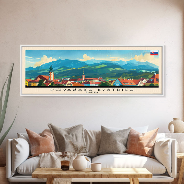 Povazska Bystrica Slovakia Travel Print Wall Art, Panoramic City Art, Travel Art, Wall Decor, Vacation Gift, Framed Canvas Print Or Metal Art