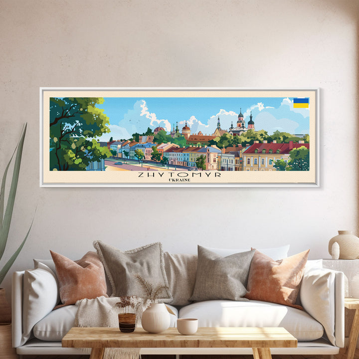 Zhytomyr Ukraine Travel Art, City Art, Framed Canvas Print or Metal Wall Art, Europe Travel Poster, Panoramic Wall Art, Extra Wide Wall Art