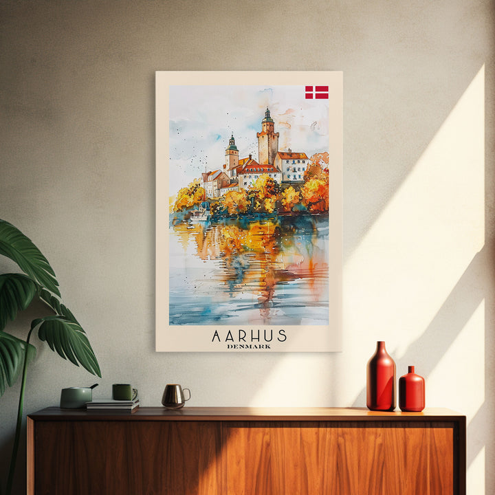 Serene Šabac Serbia Riverside View, Framed Canvas Print, Bedroom Wall Art, Farmhouse Style, Perfect Home Decor